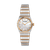 SAINT HONORE ODEON watch, luxurious two-tone wristwatch with a round mother-of-pearl dial, gold accents, and a stainless steel and rose gold bracelet.