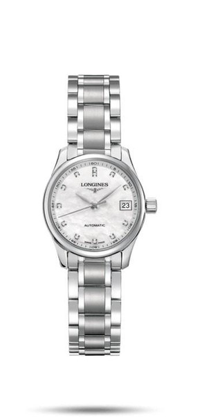 Longines The Longines Master Collection [L2.128.4.87.6], stainless steel wristwatch with a white dial, date display, and automatic movement.