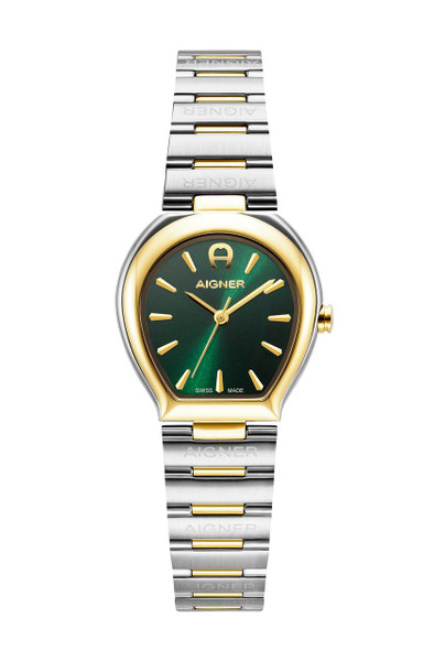 Aigner Watch [AGW.283002], luxury two-tone wristwatch with a green dial and gold accents.