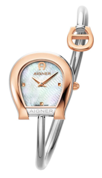 AIGNER Aigner Watch [AGW.271005.S], luxury wristwatch featuring a rose gold and silver-toned case, mother-of-pearl dial with gold accents, and a stylish two-tone bracelet.