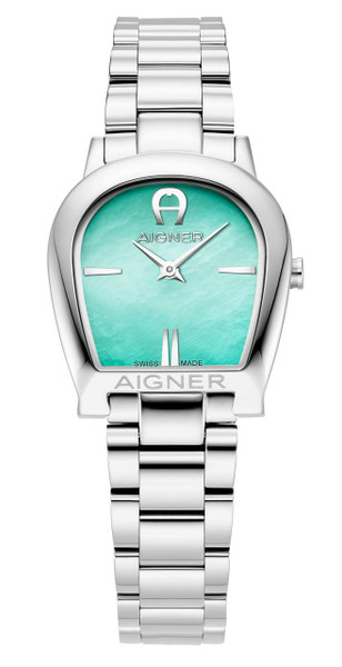 AIGNER Aigner Watch [AGW.250002] 7640338955059, silver stainless steel watch with a turquoise dial and sleek design.