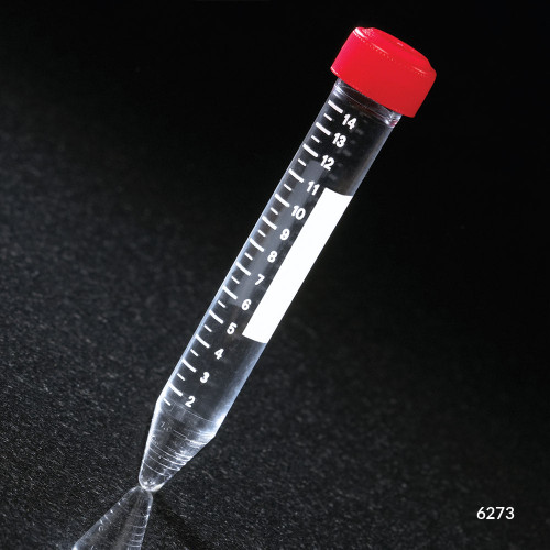 Centrifuge Tube, 15mL, Attached Red Screw Cap, Acrylic, Printed Graduations, STERILE, 50/Rack, 10 Racks/Unit-GLB 6273