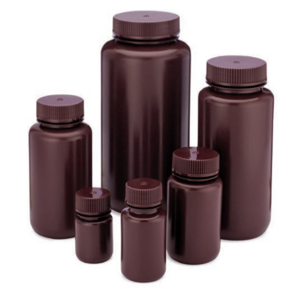 Diamond RealSeal Bottle, Wide Mouth Round, Amber HDPE with PP Closure-GLB 7010250AM