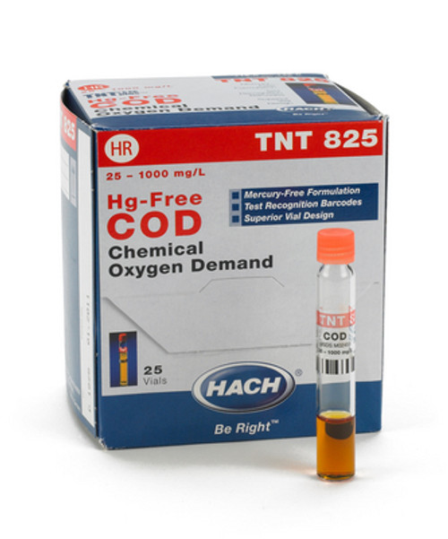 Chemical Oxygen Demand (COD) Mercury-Free TNTplus Vial Test, HR (25-1,000 mg/L COD)-HACH TNT82506
