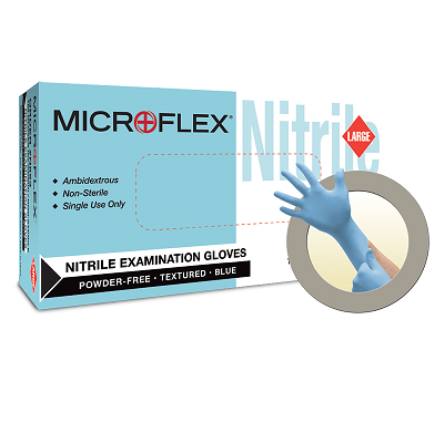 N85 Light Blue Fully-Textured, Powder-Free Nitrile Exam Gloves-MIC N850