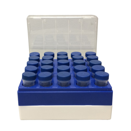 Freezer box, polycarbonate, for 25 (5x5) 5mL tubes, 5/pk-MTC C2581