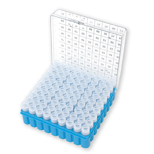Cryo storage box, 81 place (9 x 9), polycarbonate, with hinged lid, 5/pk-MTC R2281