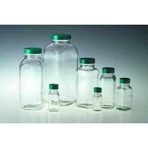 1oz (30ml) Clear French Square with 24-400 Green Thermoset F217 & PTFE Lined Cap attached-QOR GLC-01260