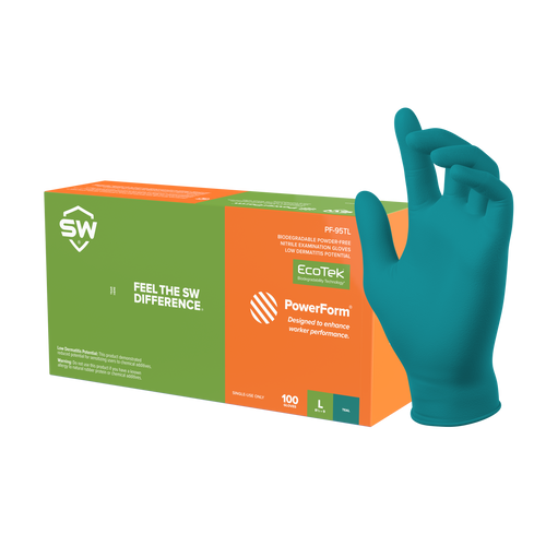 SW PowerForm PF-95TL Teal 5.0mil Sustainable Nitrile Exam Gloves – 100ct-SW N200363
