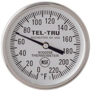General Purpose Dial Thermometers, 1-3/4" Face with 8" Stem-TEL 1610-08-65