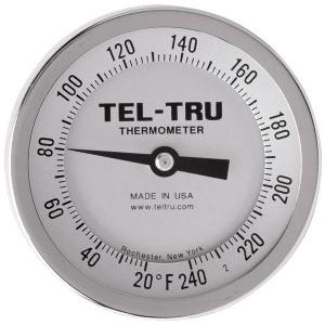 Dial Thermometers, 5" Face with 2-1/2" Stem-TEL 3810-02-59