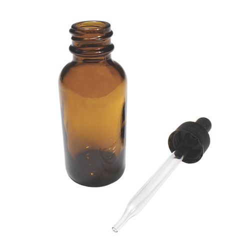 United Scientific® Bottles With Dropper, Boston Round, Amber, 4oz-UNITED BDPSC-AM-4OZ