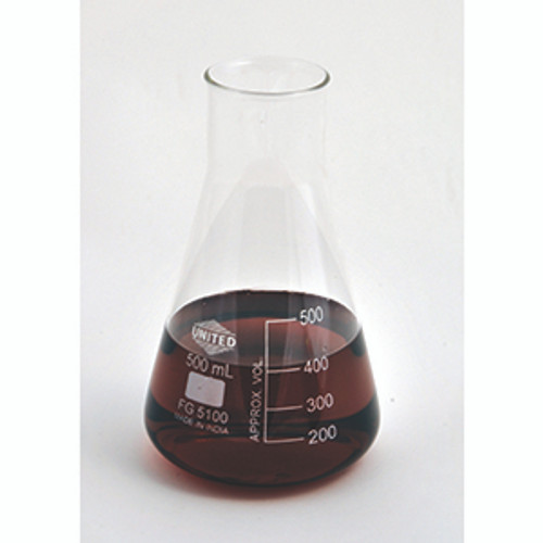 Erlenmeyer Flask, Wide Mouth, Borosilicate Glass-UNITED FG5100-500
