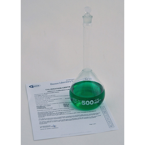VOLUMETRIC FLASK, CLASS A, GLASS STOPPER, INDIVIDUALLY CERTIFIED-UNITED FG5639-5