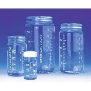 Clear Glass Graduated Valumetric Bottles. Wheaton-WTN W216966