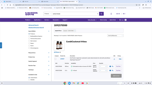 Karl Fischer reagent for coulometric water determination for cells with and without diaphragm Apura-EMD 1.09257.0500