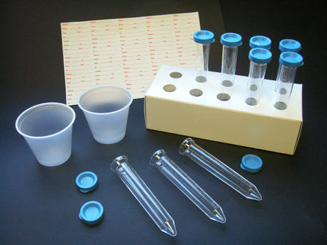 Uri-Pak Urine Collection System, 12mL Flared Top Urine Tube, Blue Snap Cap, Collection Cups, ID Labels & Rack, 100/Bag, 5 Bags/Unit-GLB 112018R