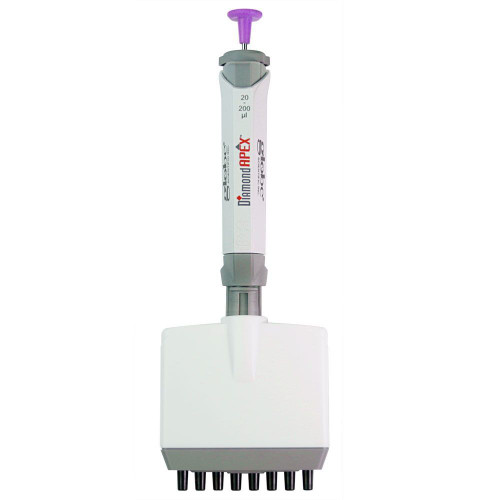 Pipette, Diamond Apex, Fully Autoclavable, 8-Channel, Adjustable Volume, 2 - 20uL, Yellow-GLB 3354-20