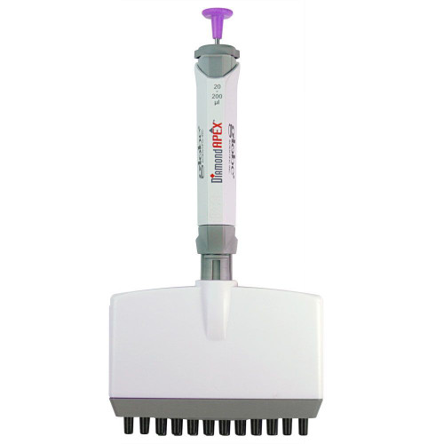 Pipette, Diamond Apex, Fully Autoclavable, 12-Channel, Adjustable Volume, 2 - 20uL, Yellow-GLB 3355-20
