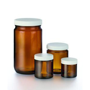 I-Chem 120ml SS Short Amber Glass Jar certified-ICHEM 340-0120