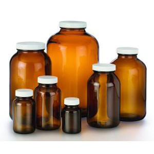 Amber Wide Mouth Packers, Precleaned / WashÔæ†A-ICHEM 341-2500
