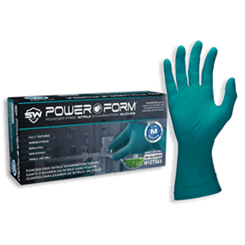 SW PowerForm PF-12TL Extended-Cuff Teal 6.2mil Heavy-Duty Nitrile Exam Gloves – 50ct-SW N127361