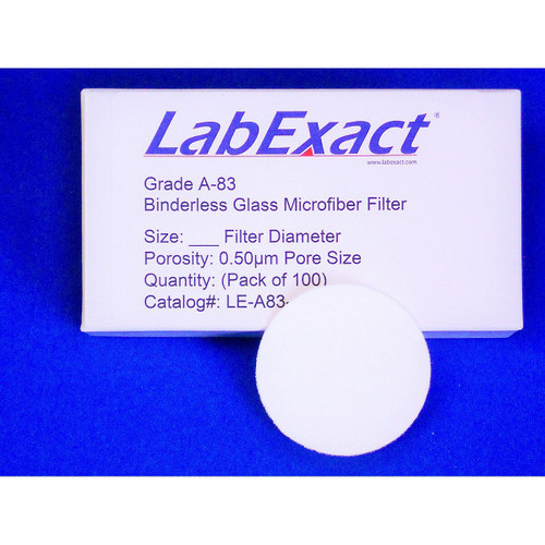 NanoGF™  Binderless Grade A-83 glass fiber filter media, 0.5micron retention, 2.4cm diameter - 100/pk-IWT A83-2400
