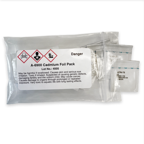 Cadmium Foil Pack, component of nitrate test kits K-6904, K-6909D, and K-6909A (Cadmium Reduction method) and are used with refill R-7002-AQUAP A-6900