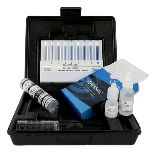 Silica — CHEMets Visual Kit, Range: 0-1 & 1-10 ppm, MDL: 0.05 ppm, Method: Heteropoly Blue, 30 tests-AQUAP K-9010