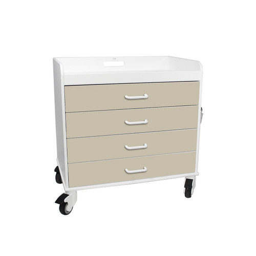 Extra Wide Compact Cart with Almond Beige Drawers-TRIPPNT 51138