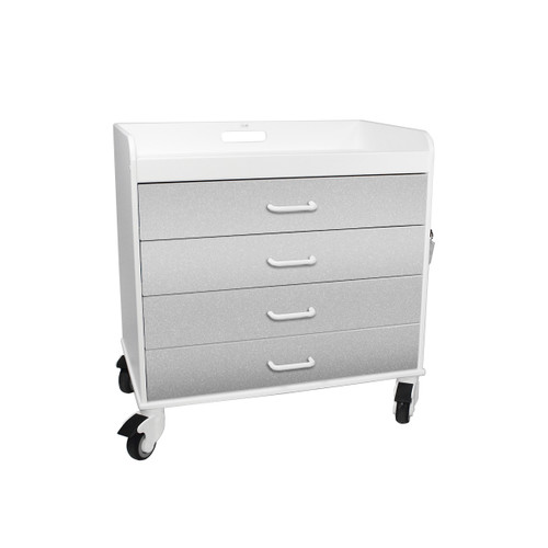 Extra Wide Compact Cart with Metallic Silver Drawers-TRIPPNT 51139
