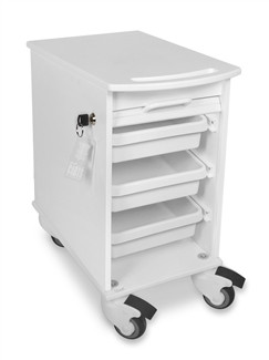Narrow Locking Cart 3 Shelves in White-TRIPPNT 51994