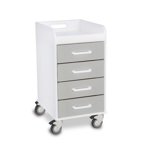 White Compact Cart with Dolphin Gray Drawers-TRIPPNT 52908