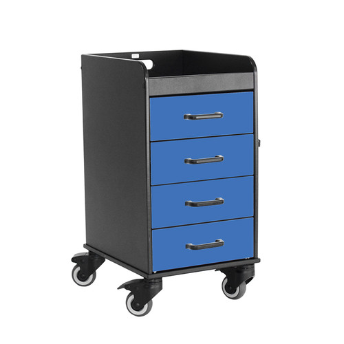 Black Compact Cart with Global Blue Drawers-TRIPPNT 53427