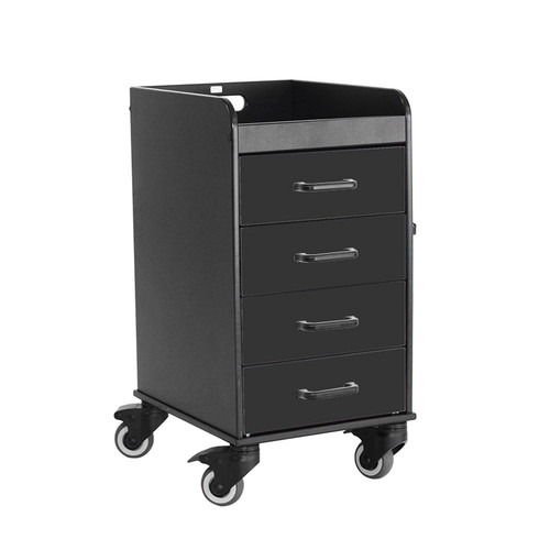 Black Compact Cart with Black Drawers-TRIPPNT 53436