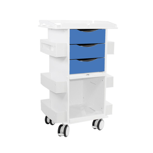 Core DX Cart with Global Blue Drawers, Sliding Door, and Railtop-TRIPPNT 53509