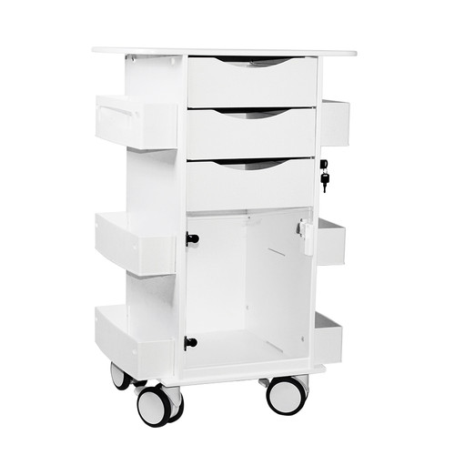 Core DX Cart with White Drawers and Hinged Door-TRIPPNT 53517