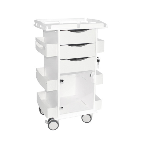 Core DX Cart with White Drawers, Hinged Door, and Railtop-TRIPPNT 53547