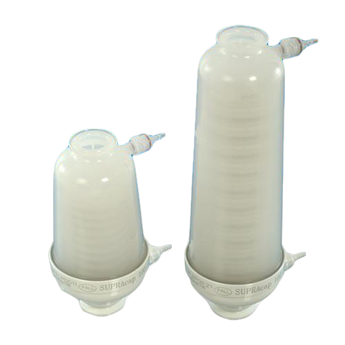 Supracap™ 100 depth filter capsule, in-line style, 10 inch length, with single-layer media grade BIO 20 (0.4-1 µm retention rating), 1 to 1½ inch sanitary flange inlet and outlet-PALL NP6PDK51