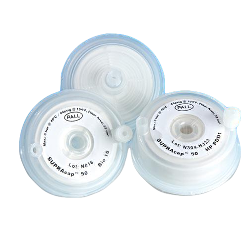 Supracap™ 50 depth filter capsule with dual-layer media grade PDK5 (1.5-20 µm retention rating) and luer-lock connections-PALL SC050PDK5
