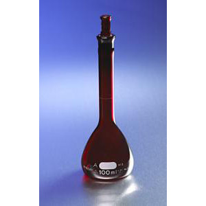 PYREX® Low Actinic Class A Volumetric Flask with Glass Standard Taper Stopper. Corning-CGW 55640-250