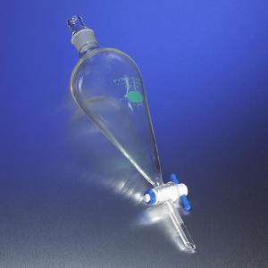 PYREXPLUS Squibb Pear-Shaped Separatory Funnels w/PTFE Stopcock-CGW 66402-1L