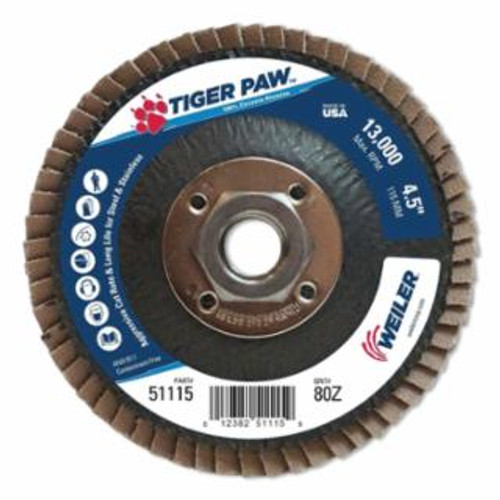 Weiler Tiger Paw Zirconia Flap Disc 4.5" x  5/8"-11 Type 27