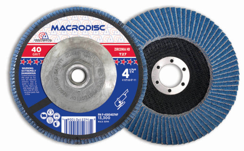 Continental Zirconia Flap Disc, 4.5" x 5/8"-11", From 36 Grit to 120 Grit, Type 29