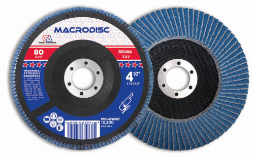 Continental Zirconia Flap Disc, 4.5" x 7/8"  From 36 Grit to 120 Grit, Type 27