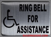 Wireless Doorbell for office / restaurant and commercial use- No Battery Required + sign ring bell for assistance silver 7x5 with double sided tape
