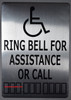 Wireless Doorbell for office / restaurant and commercial use- No Battery Required + sign ring bell for assistance or call silver 7x10 with double sided tape