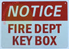 SIGN NOTICE FIRE DEPT KEY BOX