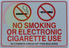 Sign NO SMOKING OR ELECTRONIC CIGARETTE USE IN COMMON AREA