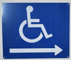 Wheelchair Accessible Symbol Sign -Tactile Signs Right Arrow -The Pour Tous Blue LINE  Braille sign
